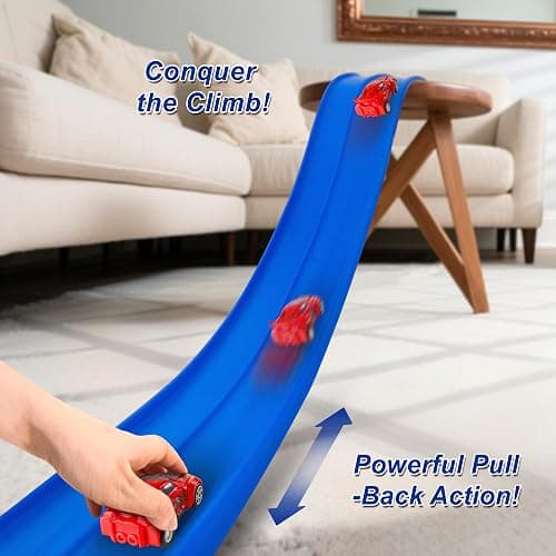 Flexible Race Track for Kids Starter Set - 20FT Flex Race Car Ramp Track with Strong Suction Cups, Rolls Up Portable DIY Racetrack Compatible with Hot Wheels & Diecast 1/64th Cars thumbnail 5