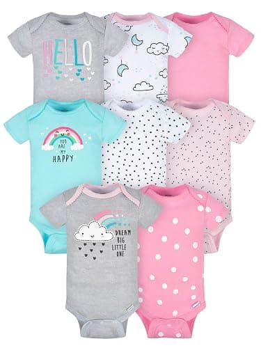 Gerber Baby Girls' 8-pack Short Sleeve Onesies Bodysuits - Image 1