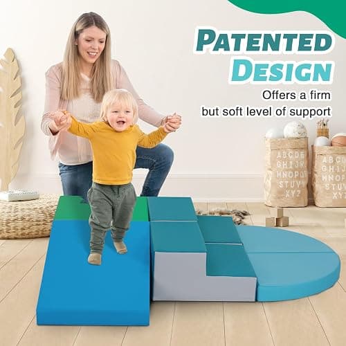 TODIBY 6-Piece Soft PU Leather Toddlers Climbing Toys, Indoor Climb and Crawl Activity Play Set, Foam Play Gym Climbing Structures for Toddlers 3, Baby Foam Blocks for Toddler thumbnail 3