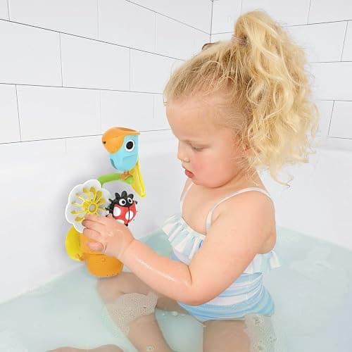 Yookidoo Watering Can Baby Bath Toy (Ages 1-3) Spinning Lady Bug & Tipping Bird Toy With 3 Moving Pieces (Mold Free) - Attaches To Tub Wall For Easy Toy Holder and Storage - For Toddler Bath Time thumbnail 2