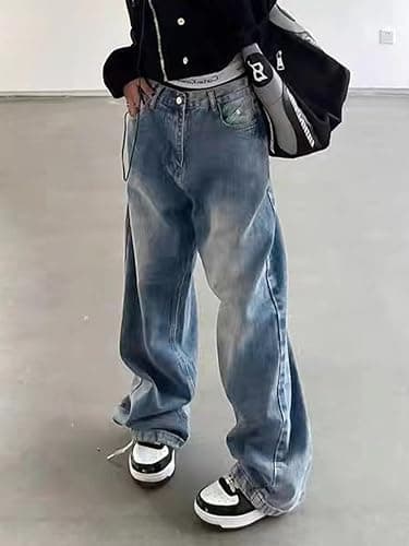 EMMIOL Women Wide Leg Jeans Mid-Low Waist Baggy Jeans Loose Boyfriends Jeans Y2K 90s Denim Pants thumbnail 3