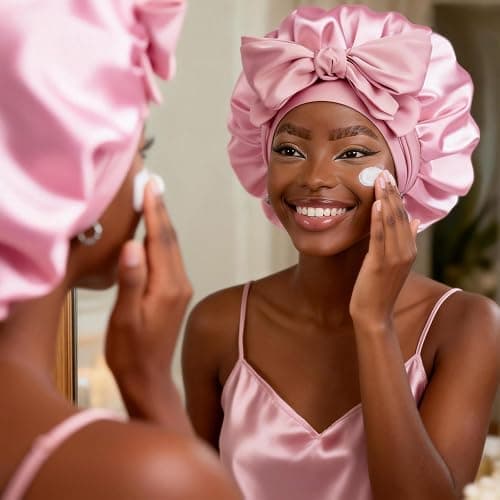 YANIBEST Adjustable Silk Bonnet for Sleeping Women Double Layer Satin Bonnet Reduce Friction Prevent Frizz Curly Hair thumbnail 4