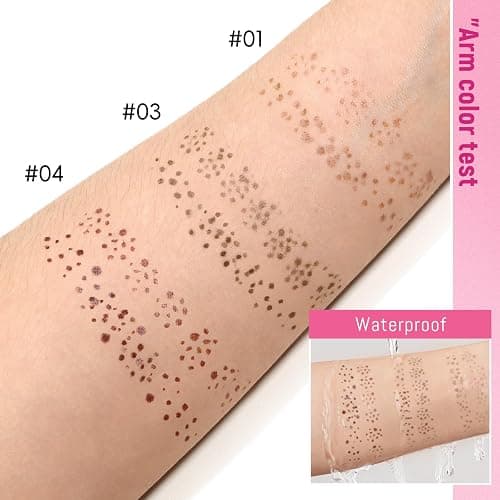HOSAILY 2 in 1 Freckle Stamp Pen Waterproof for Natural Lifelike Faux Freckle Stamp Long Lasting Quick Dry Magic Fake Freckles Stain Marker Pen for Sunkissed Makeup 01#Light Brown thumbnail 6
