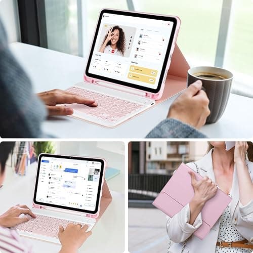 APHBZGE iPad 10th Generation Case with Keyboard,Keyboard Case for iPad 10th Gen 2022 10.9’’Keyboard for iPad 10th Gen with Pencil Holder,Detachable Bluetooth Keyboard Case for iPad 10.9 2022,Pink thumbnail 7