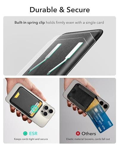 ESR for MagSafe Wallet, 5-Card Holder With RFID Blocking, MagSafe Sticker Included, Slim Magnetic Wallet for iPhone 17/16/15/14/13/12 Series and Selected Samsung Devices, Not for 13/12 Mini, Black thumbnail 5