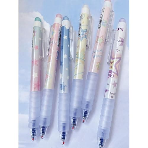 MOZXIRZ 6 Pcs Erasable Gel Ink Pens Retractable Pens 0.5mm Blue Ink Pen Office School Supplies Cute Aesthetic Pen (Blue Ink-Stars) thumbnail 4