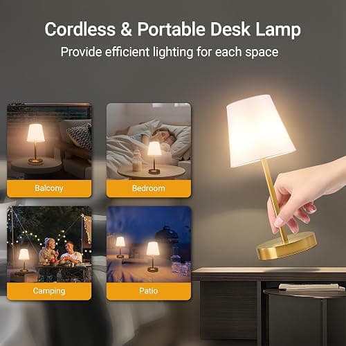 1 Pack Cordless Table Lamp Rechargeable, 10000 mAh Portable LED Battery Operated Lamp with Remote Control, 10 Colors Dimmable Touch Desk Light with Timer for Bedside Night Light Outdoor Patio Camping thumbnail 6
