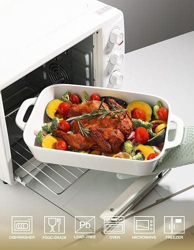 Sweejar Ceramic Bakeware Set, 9x13 Rectangular Baking Dish for Cooking, Kitchen, Cake Dinner, Banquet and Daily Use, Casserole Dishes for Oven Porcelain Baking Pans(White) thumbnail 4