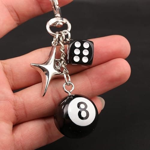 SORGERLY 8 Ball Dice Charm Keychain - Cute Bag Purse Handbag Accessories - Y2K Aesthetic Key Chain for Women Men thumbnail 2