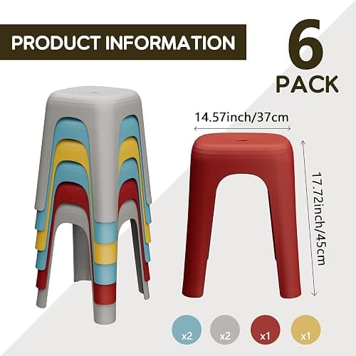 Anywish 6 Pack Stackable Classroom Stools 18 Inch Nesting Plastic Stools Portable Backless Chairs for Classroom, Students, Adults, Living Room, Dining Room, Office Home thumbnail 3