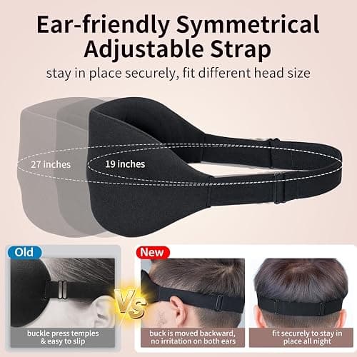 NEWVANGA Sleep Mask for Back and Side Sleeper, Block Out Light, Luxury Sleeping Eye Mask of 3D Night Blindfold, Zero Pressure Breathable Travel Eye Cover Black thumbnail 4
