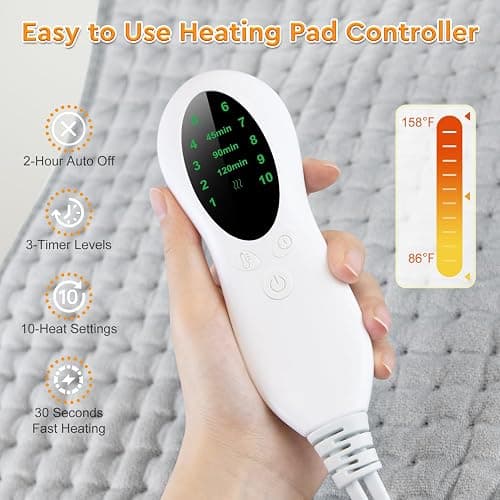 LANVA Heating Pad for Back Pain & Period Cramps Relief - Christmas Gifts for Women Men Mom Dad, Portable Electric Neck and Shoulder Heating Pads Large, 10 Heat Settings, ETL Certified, 12"x24" thumbnail 4
