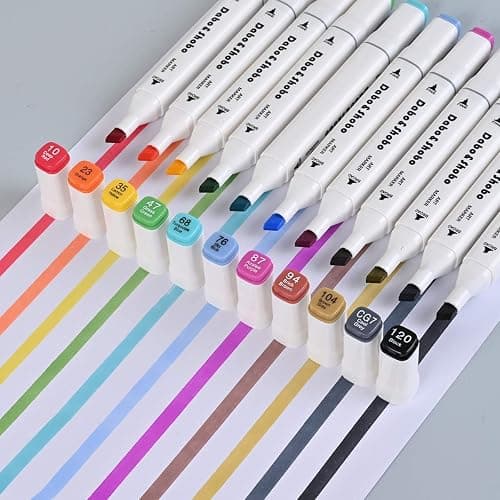 Dabo&Shobo 120 Colors Alcohol Drawing Markers, Dual Tip Art Markers, Fine & Chisel Tip, Chisel Coloring Marker For Adult Coloring thumbnail 3