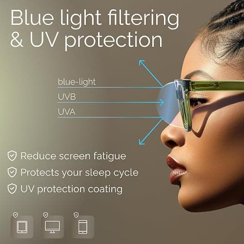 miyya Blue Light Glasses for Women & Men – Oversized UV & Blue Light Blocker Chunky Frames, All-Day Comfort, Stylish Eyewear thumbnail 4