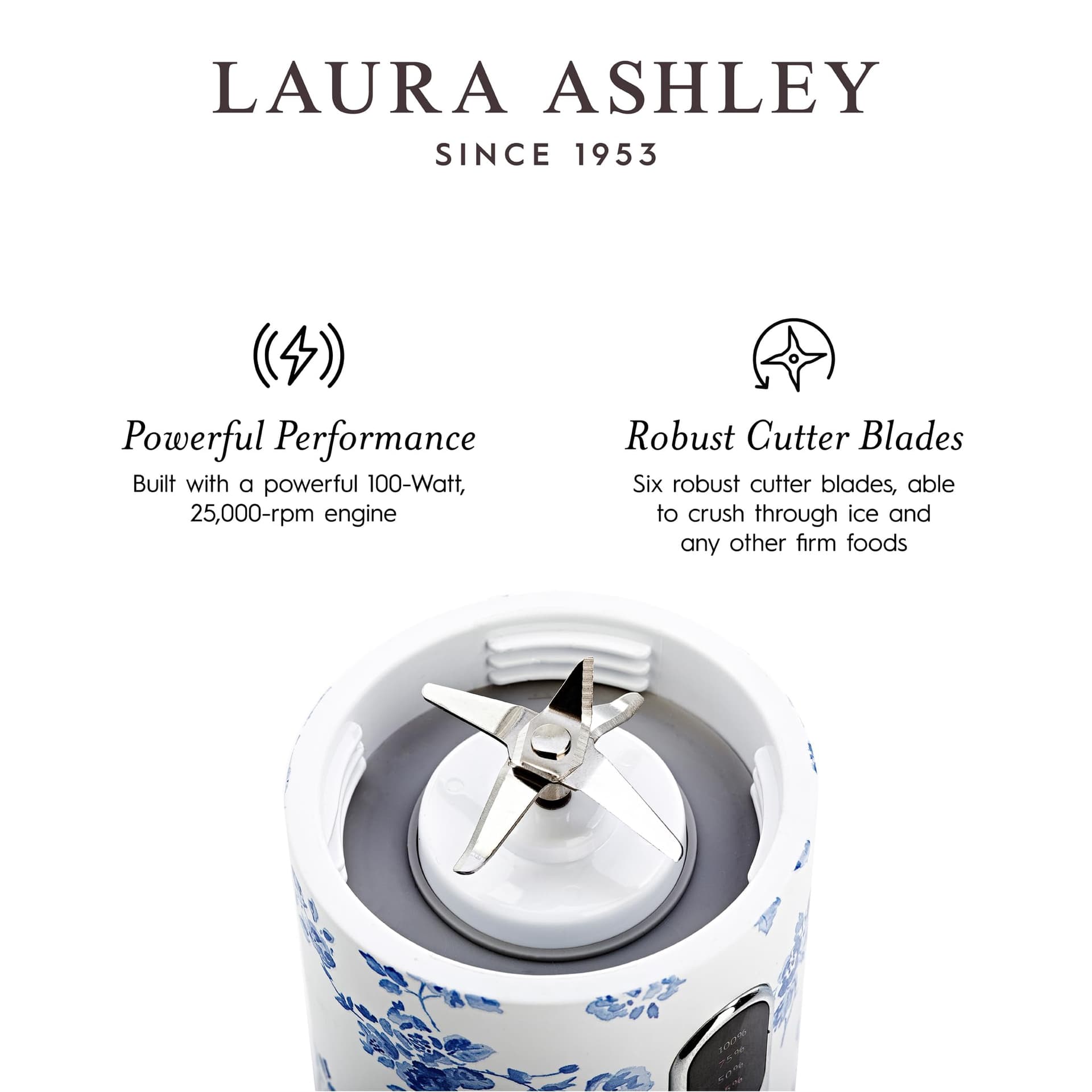 Laura Ashley China Rose Portable Smoothie Blender by VQ. Compact, Powerful & Easy to use USB Rechargeable Mini Blender with 450 mL Bottle. Portable Blender Smoothie Maker for Kitchen/Gym/Travel/Office thumbnail 5