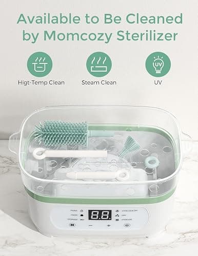 Momcozy Bottle Brush Set - Baby Bottle Cleaner Kit with Silicone Brush, Nipple Brush, Straw Brush, Soap Dispenser, Drying Rack - 7 in 1 Bottle Cleaning Tool for Home and Travel, Green thumbnail 7