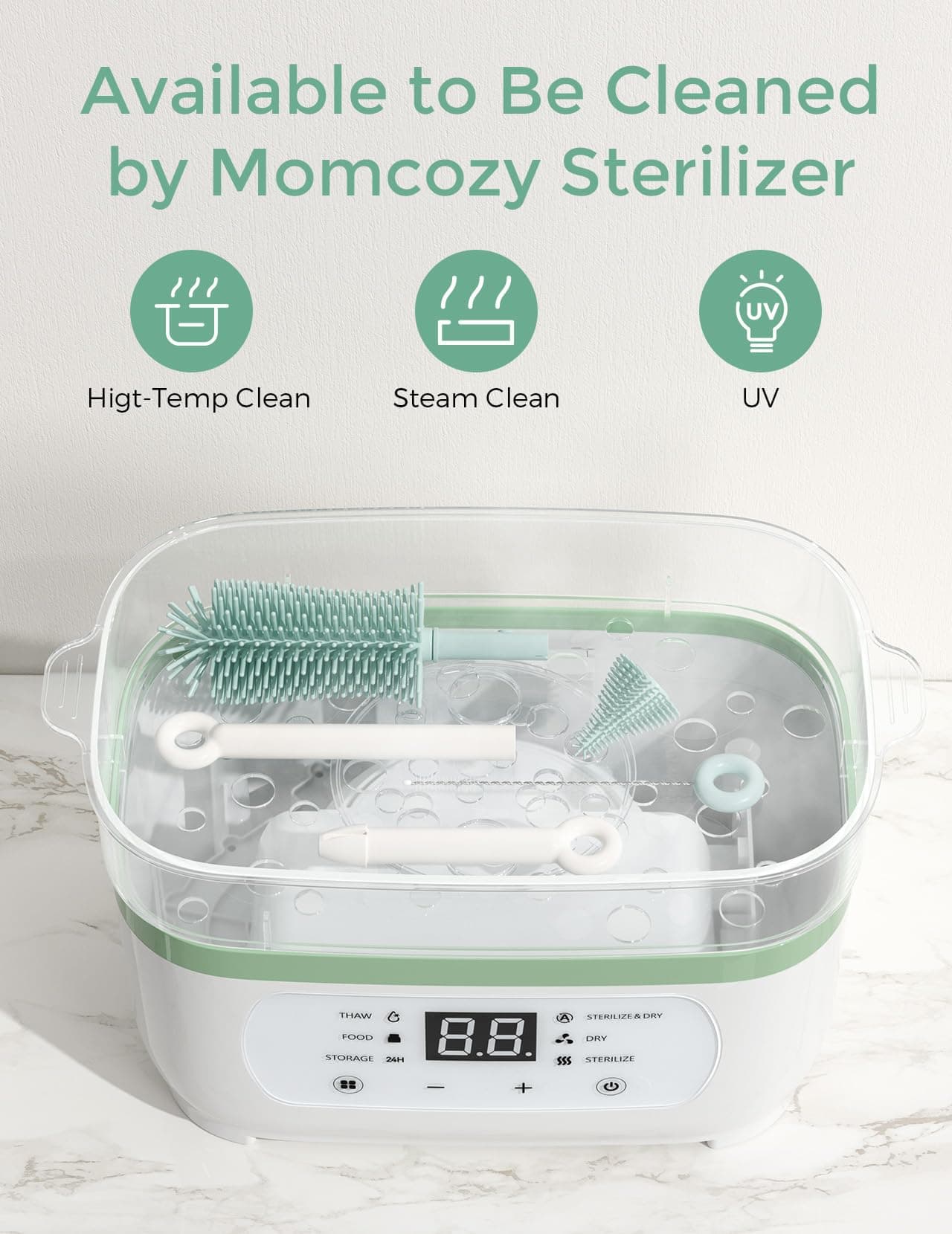 Momcozy Bottle Brush Set - Baby Bottle Cleaner Kit with Silicone Nipple Straw Brush, Soap Dispenser, Drying Rack - 7 in 1 Bottle Cleaning Tool for Home and Travel thumbnail 7