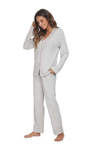 HEARTNICE Womens Pajama Set, Soft Long Sleeve Pajamas & Long Pants with Pockets, Warm Button-up Sleepwear Lounge Pjs thumbnail 2
