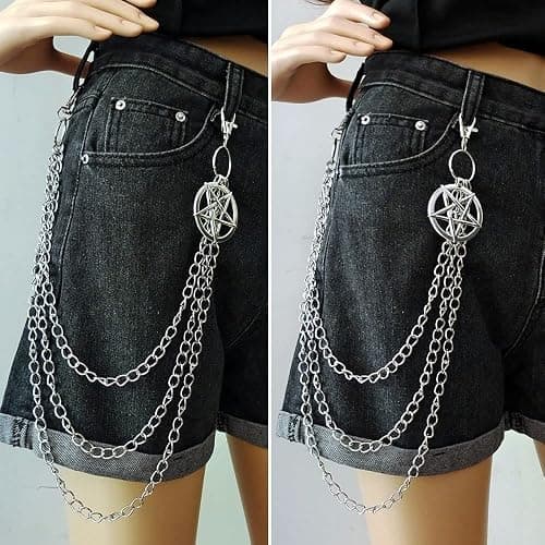 Punk Pants Chain, Pentagram Keychains for Men Women Jean Trouser Biker Chains Jewelry Gothic Rock Emo Accessories thumbnail 6