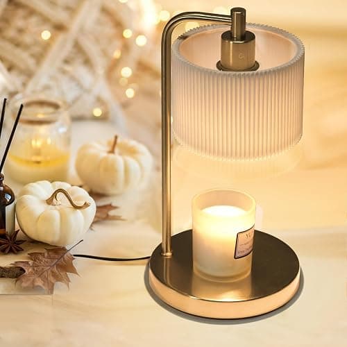 NITOWOLF Candle Warmer Lamp with Timer, Dimmable Candle Wax Warmer Electric Candle Lamp for Scented Candles with Bulbs, Christmas Gifts House Warming Gifts Home Decor(Gold) thumbnail 4