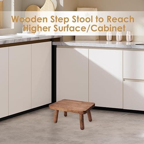Jurath Wooden Step Stool for Adults Office's Step Stool Heavry Duty Stepping Stools for Office, Bedroom, Garden, Bathroom with Four Detachable and Assembled Legs Chocolate Brown (Classic 6.3" inch) thumbnail 5