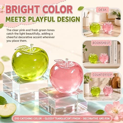 Apple Squishy Stress Ball Squishy Toys , Soft TPR Sensory Squeeze Toy for Stress Relief, Mouldable Fidget Toy for Home, Office & Daily Relaxation Fidget Toys, Pink & Green 2 Pack thumbnail 7