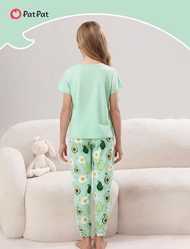 PATPAT Girls Pajamas Set Kids 2 Piece Sleepwear Comfortable PJs 5-12 Years | Cute Print Pajama Sets, Short Sleeve Tee Top & Pants, Loose Loungewear, Soft Nightwear, Homewear thumbnail 4