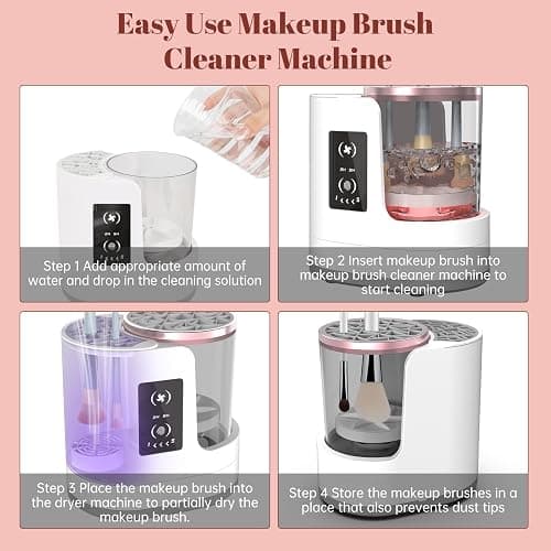 3 IN 1 Electric Makeup Brush Cleaner Machine With Makeup Brush Dryer-Holder-Portable Automatic USB Cosmetic Brushes Cleaner Tool for All Size Beauty Makeup Brush Set,Contour, Eyeshadow, Blush Brush thumbnail 3
