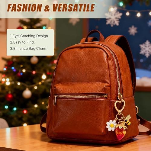SIGZKK Cute Cherry Strawberry bag charms keychain purse accessories charm for women handbags Kawaii Flower Car Key Chain thumbnail 3