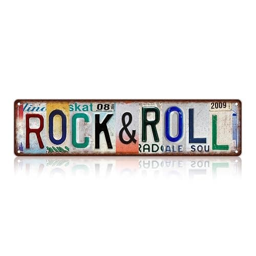 CHCdecor Vintage Rock & Roll Street Sign Wall Decor Metal Tin Signs for Bar Music Room Home Bar,16x4 Inch - Image 1