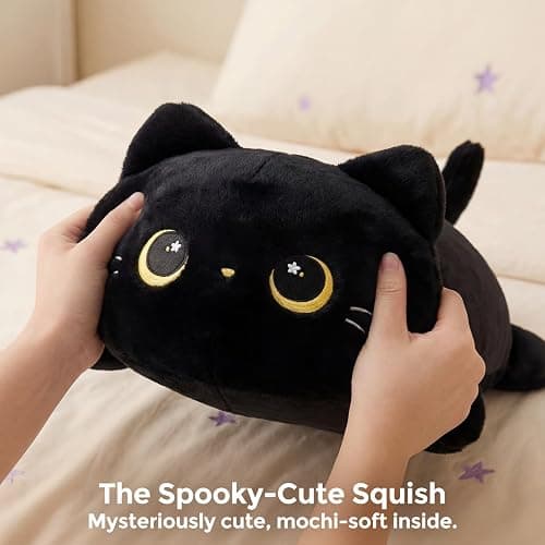 Mewaii Cute Black Cat Plush Pillow, Kawaii Plushies Black Cat Stuffed Animals, Squishy Plushies, Cuddle Plush Pillow for Kids & Girls (13 Inch) thumbnail 5
