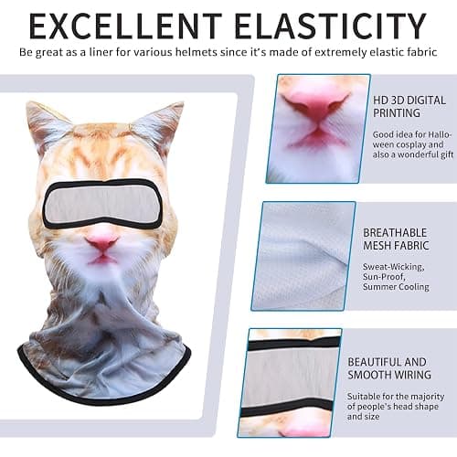 3D Cat Ski Balaclava Sheisty Face Mask with Ears Cute Animal Ski Mask Suitable for Festivals Raves Party Outdoor Activities thumbnail 4