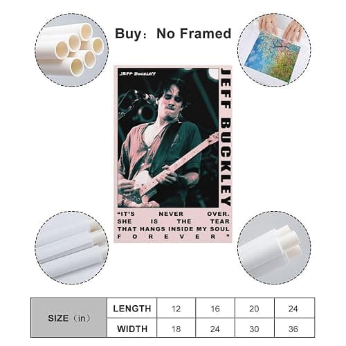 Jeff Buckley 3 Posters & Prints on Canvas Wall Art Poster for Room Decor Unframe:16x24inch(40x60cm) thumbnail 2