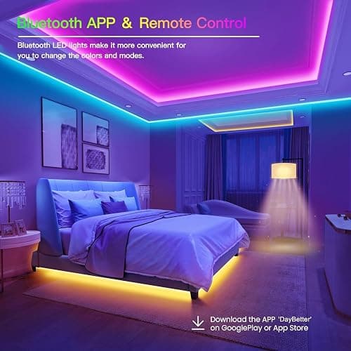 GUPUP LED Lights Strip 100 FT, LED Lights for Bedroom 100ft, RGB Rope Light for Room, Bluetooth APP Control,Color Changing Strip, Sync with Music,para Cuarto, for Bedroom Home Party Decoration thumbnail 2