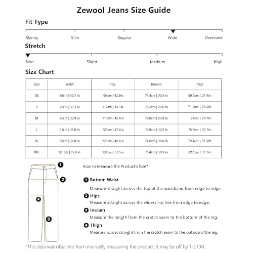 Zewool Mens Hip Hop Baggy Jeans Wide Leg Skater Jeans Casual Loose Denim Pants Y2k Skateboard Streetwear thumbnail 6