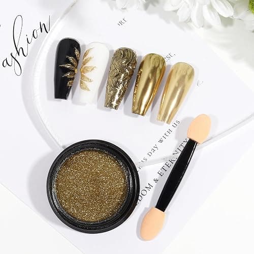 Artdone Chrome Nail Powder, Light Gold Iridescent Aurora Powder Metallic Mirror Effect Pigment Pearlescent Mermaid Pigment Pearl Glitter Dust Kit, Nail Art Decoration, Resin Craft thumbnail 2