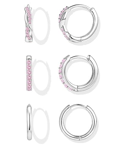 Inerney 14K Gold Plated Huggie Hoop Earrings for Women, Small Sterling Silver Earring Set Hypoallergenic Cartilage Helix Stacks, Mini Dainty Cute Trendy Birthstone Jewelry Gift for Multiple Piercings - Image 1
