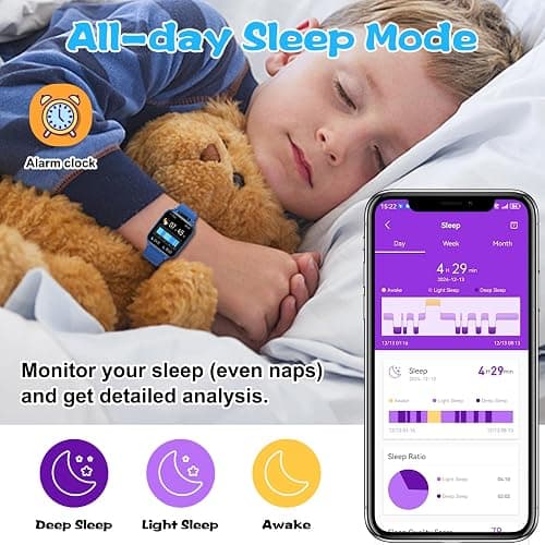 Smart Watch for Kids, 1.85" Fitness Tracker with Heart Rate, Sleep Monitor, IP68 Waterproof Smartwatches with Video Music, Pedometer, Game, NO APP/Phone, Gift for Boys Girls. (Classic, Blue) thumbnail 3