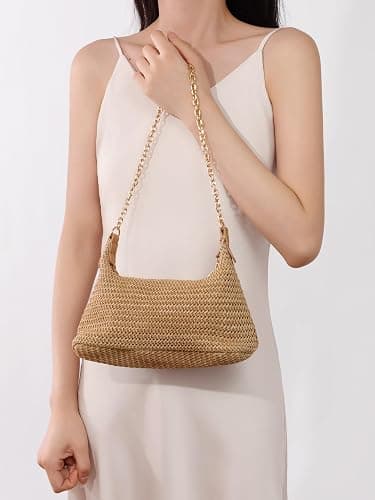 GOLDTIMO Women's Straw Woven Beach Bag Summer Vacation Shoulder Purse thumbnail 3
