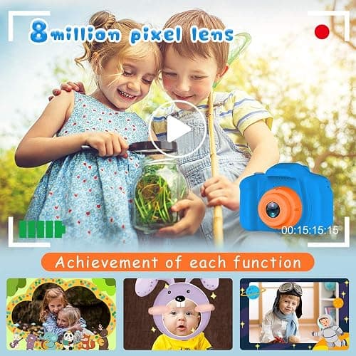 Seckton Upgrade Kids Selfie Camera, Christmas Birthday Gifts for Boys Age 3-9, HD Digital Video Cameras for Toddler, Portable Toy for 3 4 5 6 7 8 Year Old Boy with 32GB SD Card-Navy Blue thumbnail 5