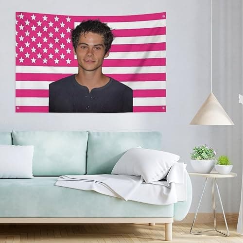 SGYFGJM Dylan O'Brien (1) 24x35 In(60x88cm Decorative Flags Double Stitched with 4 Brass Grommets Hanging Tapestry For Outdoor Indoor Room Decor College Dorm Decoration Style-2 thumbnail 3