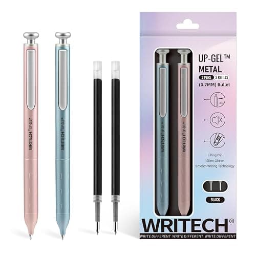 WRITECH Metal Gel Pens 0.7mm 2ct with 2 Refills and 0.7mm Ink Refills 8ct thumbnail 2