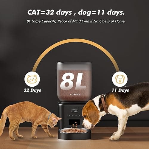 Automatic Dog Feeder - 8L/34 Cups Large Capacity Automatic Cat Food Dispenser with LCD Screen, Large Food Tray, Battery Operated, Timed Cat Feeder, Up to 50 Portions 6 Meals Per Day, Keeps Fresh thumbnail 2