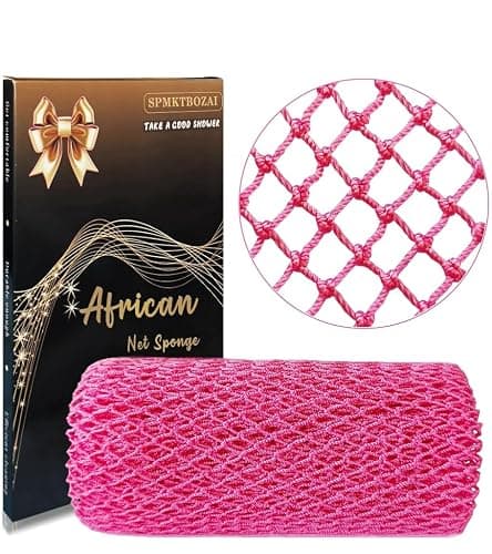 SPMKTBOZAI African Net Sponge Authentic, African Exfoliating Sponge Real African Net Black Owned, African Bath Sponge Back Scrubber, Body Exfoliator Shower Bath Accessories (Pink) - Image 1