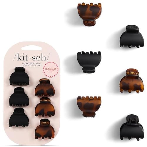 Kitsch Mini Claw Clips for Women - Stylish Small Hair Clips for Kids | Stays In Place Without Pulling or Snagging | Durable & Sturdy Plastic | Ideal Gifts for Women - Tortoise & Black, 6 Pcs - Image 1