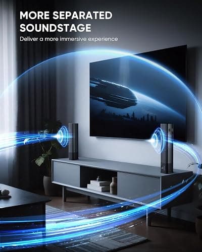 Saiyin Sound Bar for Smart TV, Detachable Soundbar TV Speaker with Bluetooth/ARC/Optical/AUX Input, Super Diaphragm Driver and 3 Preset Sound Effects for TV/PC/Projector. thumbnail 2
