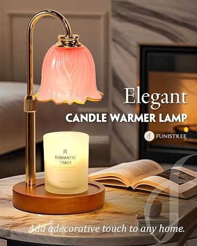 Funistree Candle Warmer Lamp, Gold Candle Lamp Warmer with Timer & Dimmer with 2 Bulbs, Birthday Gifts for Mom, Christmas Gifts for Women, New Home Bedroom Decor, Height Adjustable thumbnail 2