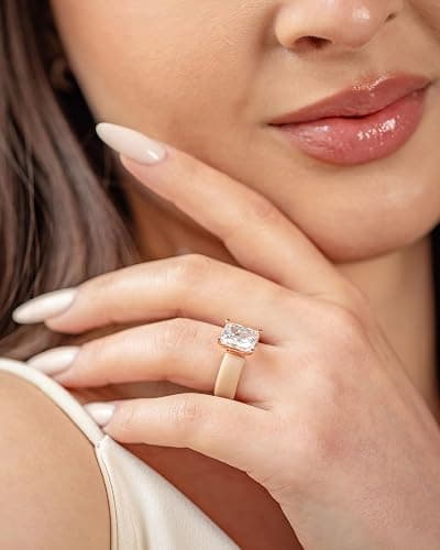 Rinfit Silicone Ring with Stone - Emerald Cut Cubic Zirconia Solitaire Engagement Ring for Women - Rubber Wedding Bands - Patent Pending Design thumbnail 3