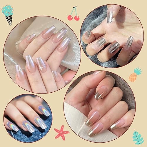 Artdone 16Jars Chrome Nail Powder Magic White Pearl Kit Mirror Effect Silver Metallic Holographic Dip Nail Powder for Resin Craft & Nail Art Fimo, Decoration Iridescent Aurora Mermaid Pigment thumbnail 4