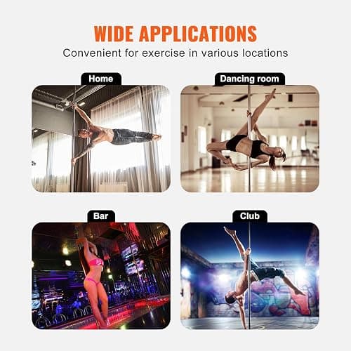 VEVOR Professional Dancing Pole, Spinning Static Dancing Pole Kit, Portable Removable Pole, 45mm Heavy-Duty Stainless Steel Pole, Height Adjustable Fitness Pole, for Exercise Home Club Gym, Silver thumbnail 6